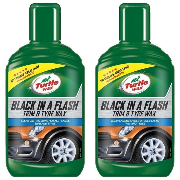 Set 2 Buc Turtle Wax Black In A Flash Solutie Dressing Luciu Plastic Exterior Si Anvelope 300ML FG52791