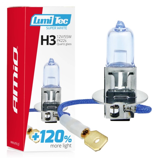 Bec Cu Halogen H3 12v 55w Lumitec Super White +120% Amio 02136