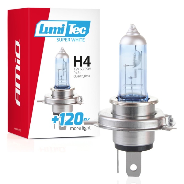 Bec Cu Halogen H4 12v 60/55w Lumitec Super White +120% Amio 02137