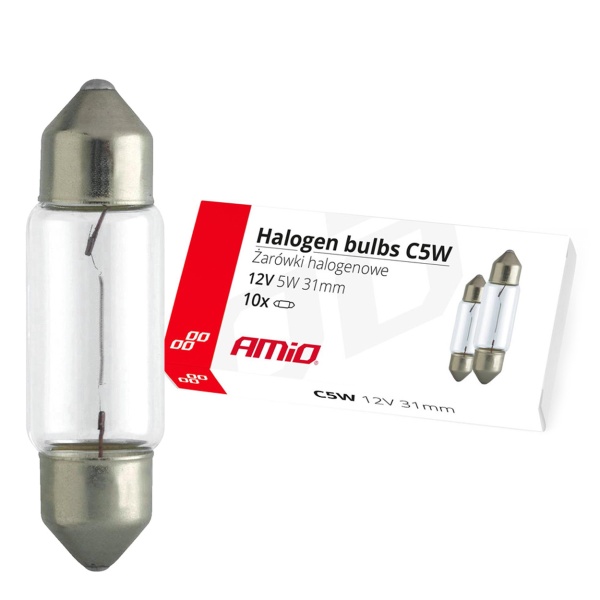 Becuri Cu Halogen C5w Festoon 31mm 12v 10buc Amio 02553