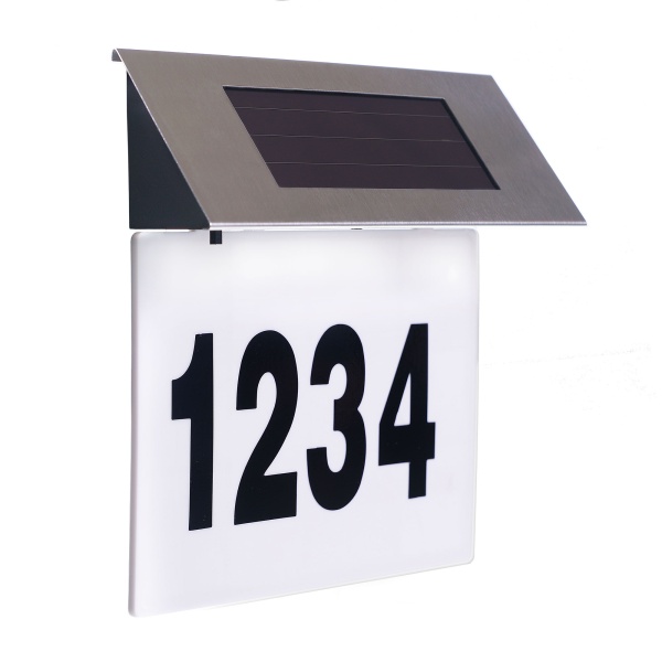 Placa numar casa iluminata LED, incarcare solara, carcasa din INOX AVX-AG216