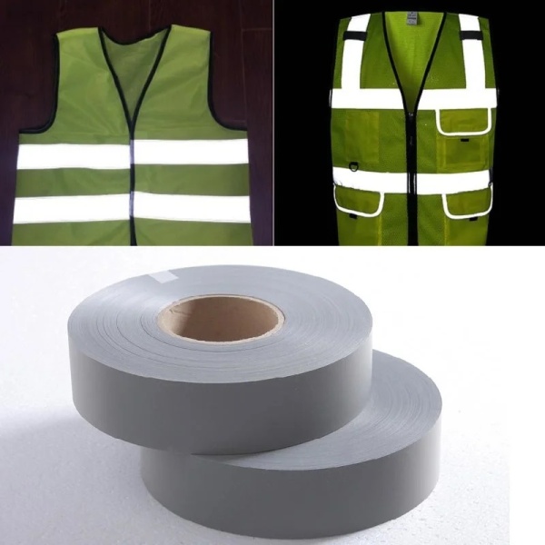 Banda reflectorizanta textila pentru imbracaminte de protectie, dimensiune 100m x 5cm, culoare Gri AVX-T081123-4