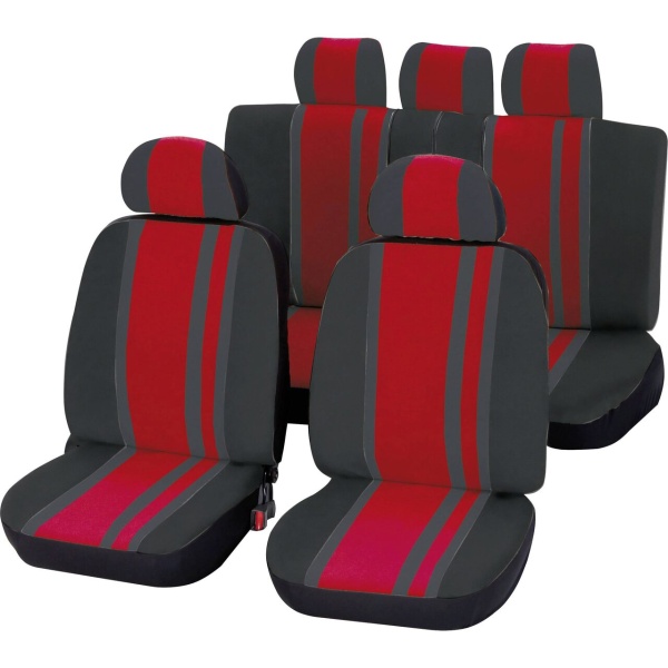 Set Huse Auto Negru + Rosu 14 Piese Cartrend 84958