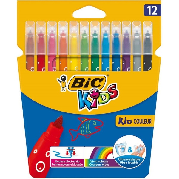 Bic Set Markere Colorate Ultralavabile Kid Couleur Pachet Cu 12 Bucati 155701