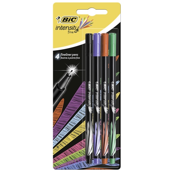 Bic Set 4 Finelinere Intensity Negru Albastru Rosu Verde 824627