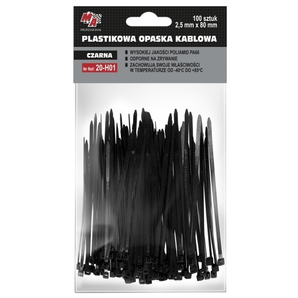 MA Professional Set 100 Buc Colier Plastic 2,5X80MM Negru 20-H01