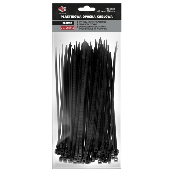 MA Professional Set 100 Buc Colier Plastic 4,8X180MM Negru 20-H13