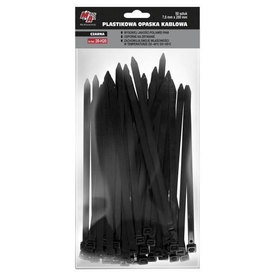 MA Professional Set 100 Buc Colier Plastic 7,6X200MM Negru 20-H20