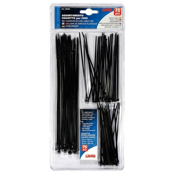 Set 75 Bride De Prindere Negre Nylon Diverse Marimi Lampa LAM70024