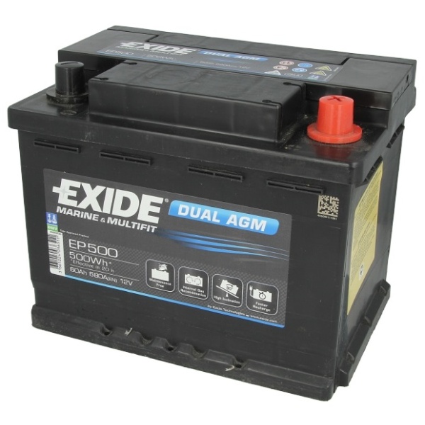 Baterie Exide Equipment Gel, Marine & Multifit 60Ah 680A 12V EP500