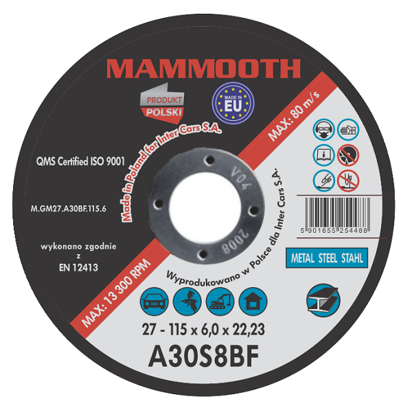 Set 10 Buc Disc Abraziv Mammooth 115mm M.GM27.A30BF.115.6B