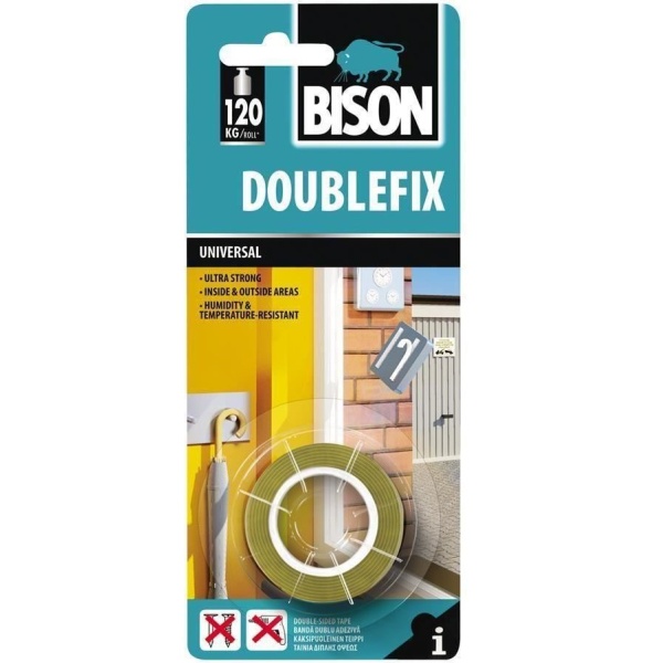 Bison Double Fix Banda Dubla Adeziva Universala Alba 1,5MX19MM 400054