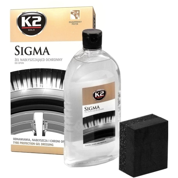 K2 Sigma Kit Solutie Luciu Anvelope + Burete Aplicator 500ML G157