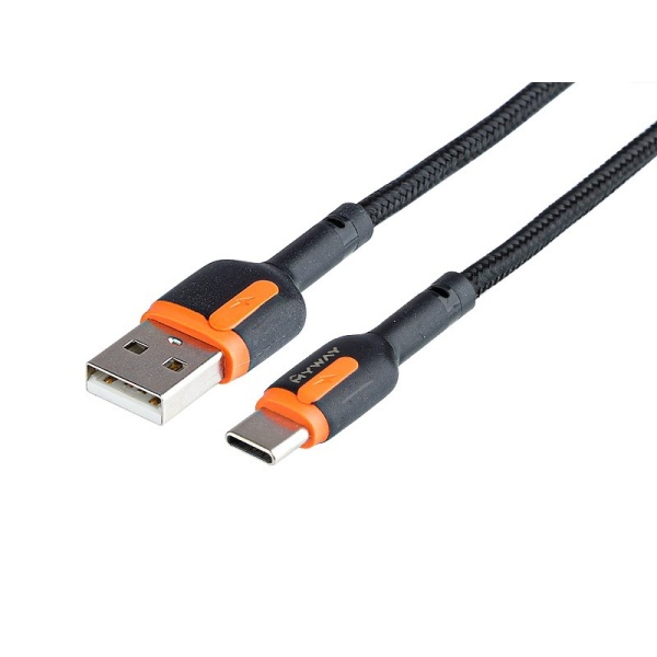 Cablu De Incarcare Si Sincronizare, Microfibra Impletita De 100 Cm, Usb> Usb-c  Maway 63042