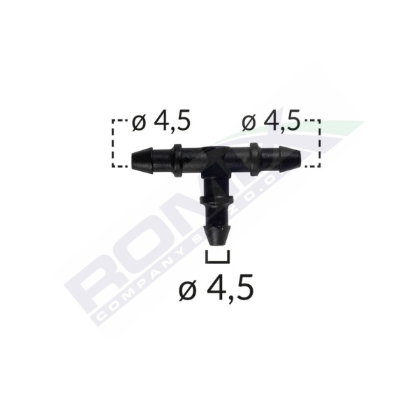 Conector Furtun Teu Universal 4.5mm - Negru Set 10 Buc  Romix 52030-RMX