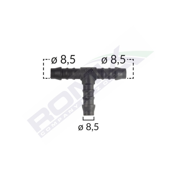 Conector Furtun Teu Universal 8.5mm - Negru Set 5 Buc  Romix 52031-RMX