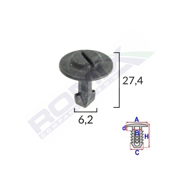 Clips Fixare Elemente Roata Pentru Audi/seat/vw 6.2x27.4mm - Negru Set 10 Buc  Romix 80101-RMX