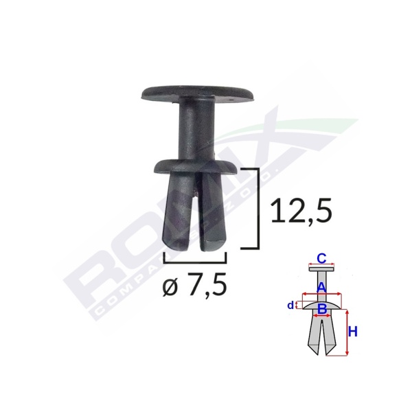 Clips Fixare Pentru Bmw/skoda 7.5x12.5mm - Negru Set 10 Buc  Romix A16867-RMX