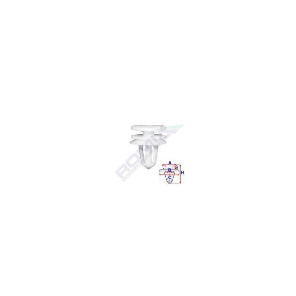 Clips Tapiterie Pentru Peugeot 7.9x20mm - Alb Set 10 Buc  Romix A82030-RMX