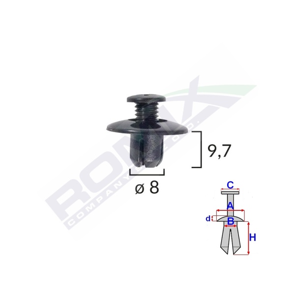 Clips Fixare Pentru Mazda/toyota 8x9.7mm - Negru Set 10 Buc  Romix B22045