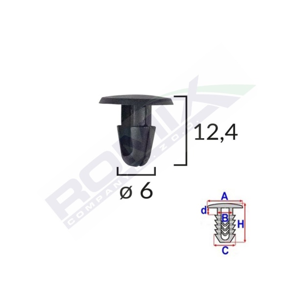 Clips Fixare Pentru Toyota/lexus 6x12.4mm - Negru Set 10 Buc  Romix B22146