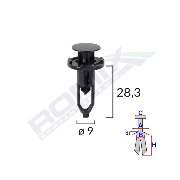 Clips Fixare Pentru Toyota/lexus 9x28.3mm - Negru Set 10 Buc  Romix B22626-RMX