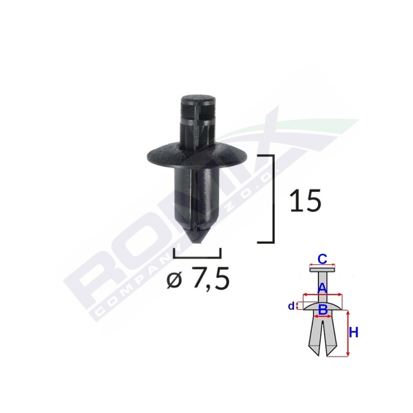 Clips Fixare Pentru Lexus/suzuki/toyota/volvo 7.5x15mm - Negru Set 10 Buc  Romix B24649-RMX