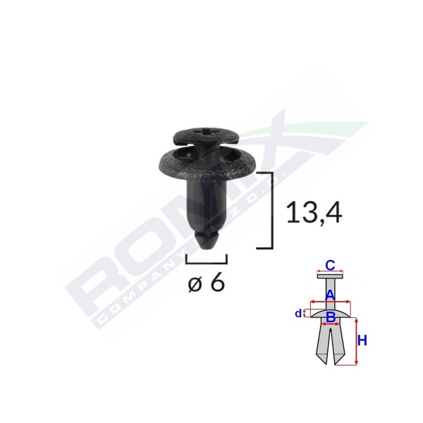 Clips Fixare Pentru Lexus/suzuki/toyota/honda/yamaha 6x13.4mm - Negru Set 10 Buc  Romix B25376-RMX