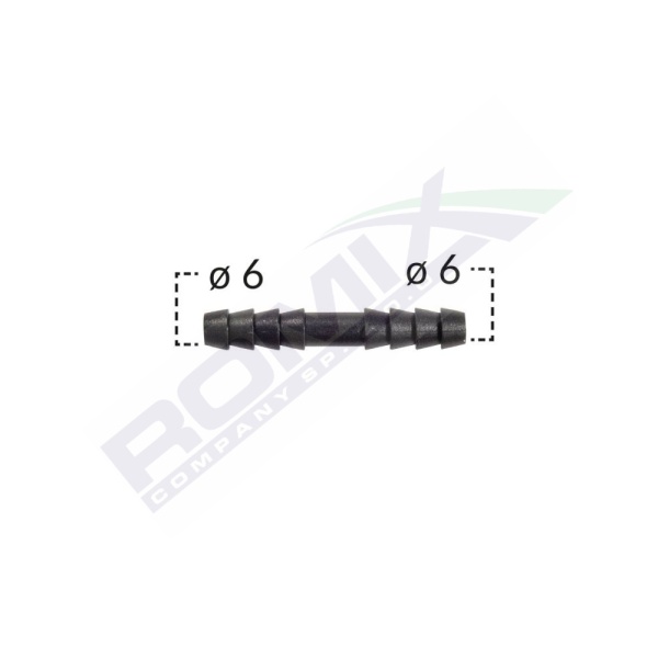 Conector Drept Furtun Conducte 6mm - Negru Set 10 Buc  Romix B25401