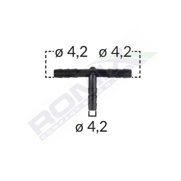 Conector Teu Furtun Conducte Universal 4.2mm - Negru Set 5 Buc  Romix C60653-RMX