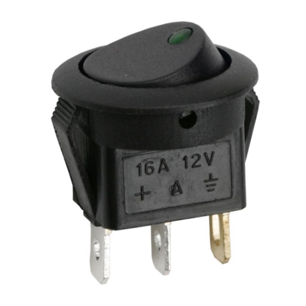 Interupator basculant1 circuit16A-12VDCOFF-ONcu LED verde 09042ZO