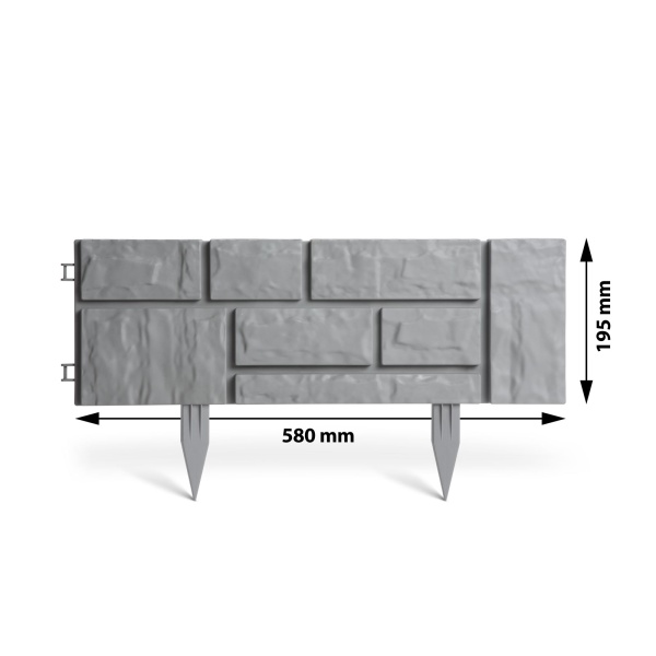 Set 4 Borduri pentru pat de flori / gard - efect cărămidă - 59 x 31 x 2 cm 11538