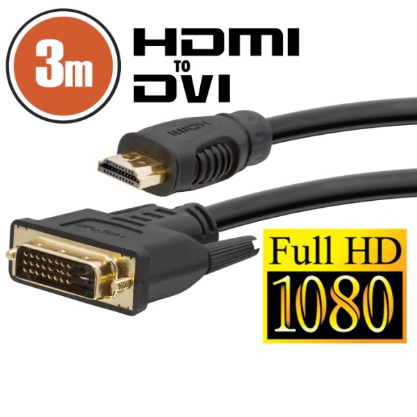 Cablu DVI-D / HDMI • 3 mcu conectoare placate cu aur 20381