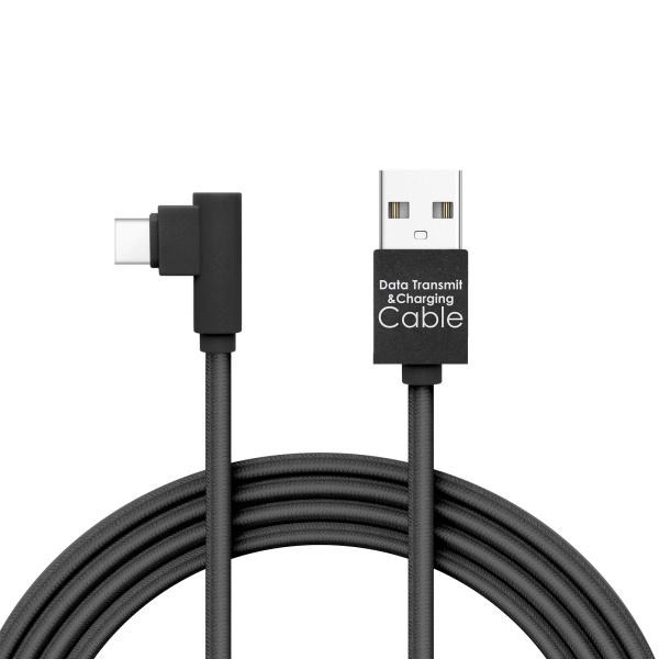 Delight - Cablu de date - USB Type C, Gamer, execuţie 90° - negru, 2m – 2A 55444C-BK