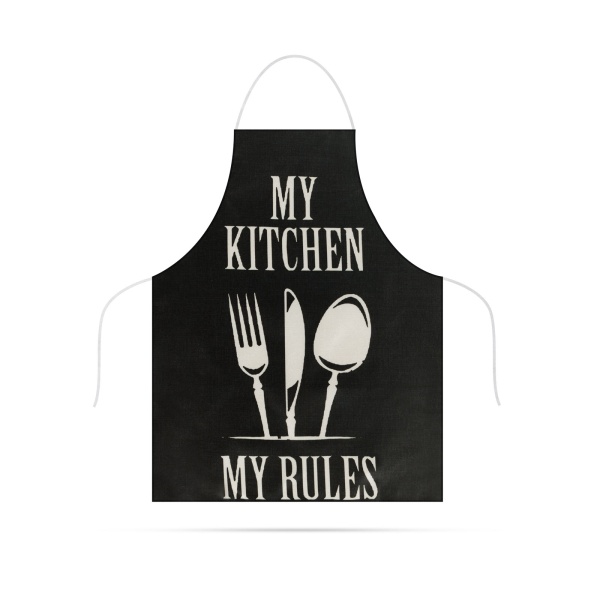 Șorț de bucătărie - 68 x 52 cm - My kitchen, My rules! (negru) 56175A