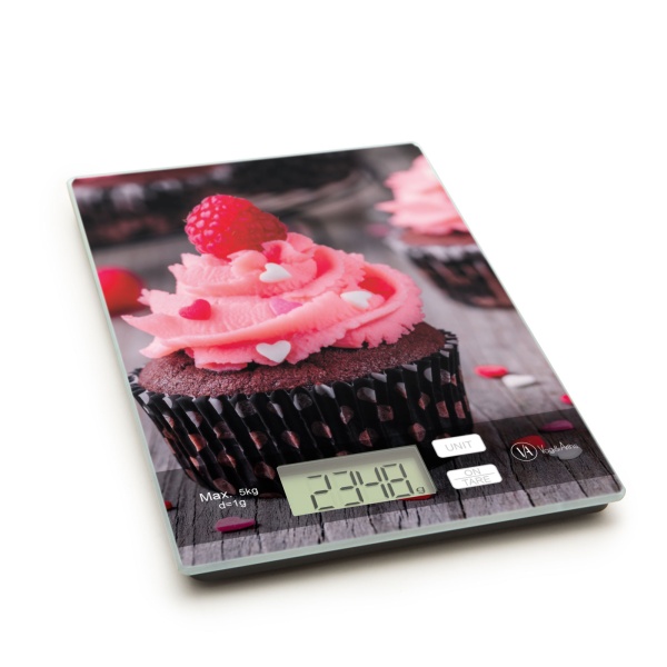 Vog und Arths - Cântar de bucătărie, 5 kg, model „muffin roz” 57267J