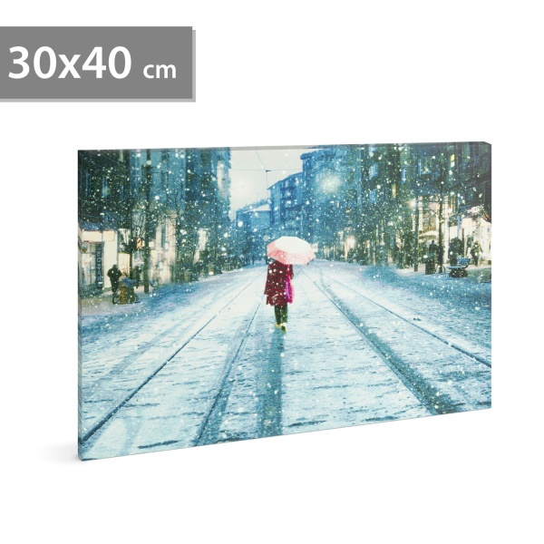FAMILY POUND - Tablou cu LED – peisaj de iarnă, 30 x 40 cm 58017C