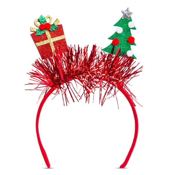 Bentiță de Crăciun - roșu - cadou, brad - 20 cm 58574A