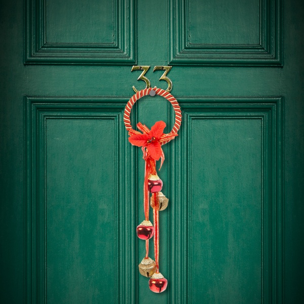 Clopoței chinezești, ornament de Crăciun pentru ușă - metal, roșii 58619A