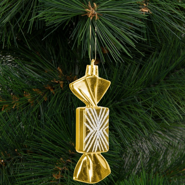Set decorațiuni brad - Bomboane de Crăciun - aurii -- 11 x 4 cm 58760A