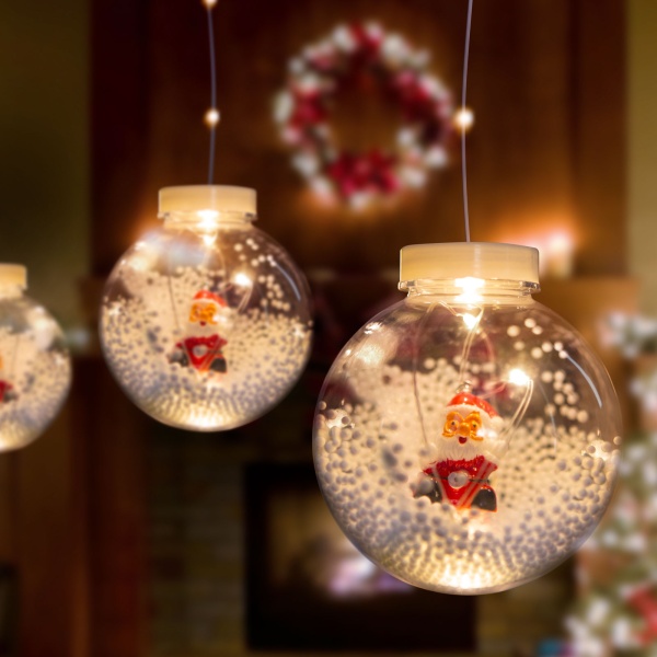 Perdea luminoasă LED - glob de zăpadă cu Moș Crăciun - 2,7 x 0,75 m - 110 LED-uri alb cald - IP44 58917