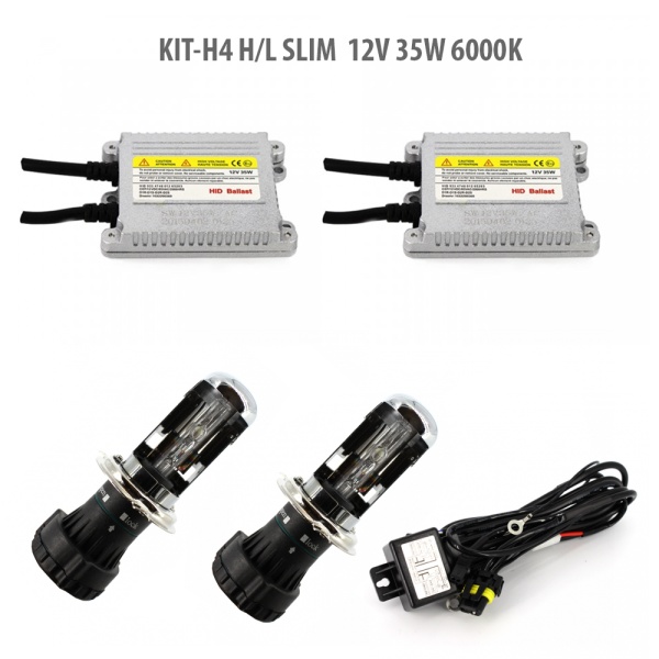 H4 H/L SLIM  12V 35W 6000K H4-KIT-S-6