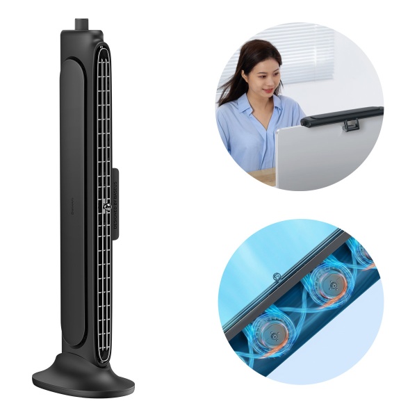 Ventilator De Birou Baseus Refreshing Monitor Clip-On și Stand-Up Negru  ACQS000001