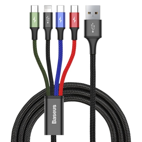 Baseus Lightning / USB Tip C / 2x Cablu împletit De Nailon Micro USB 3,5 A 1,2 M Negru (CA1T4-C01) 