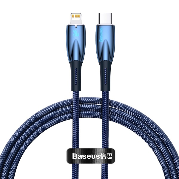 Cablu De încărcare Rapidă Din Seria Baseus Glimmer USB-C - Lightning 20W 480Mbps 1m Albastru  CADH000003