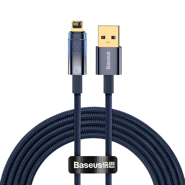 Cablu Seria Baseus Explorer USB - Lightning 2.4A 2m Albastru (CATS000503) 