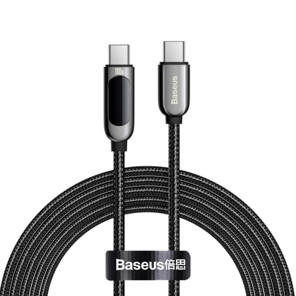 Cablu USB Tip C Baseus - USB Tip C 100W (20V / 5A) Alimentare Cu Contor De Putere Cu Ecran De Afișare 2m Negru (CATSK-C01) 