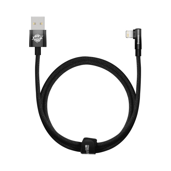 Cablu înclinat în Cot Baseus MVP 2 Cu USB Lateral / Lightning 1m 2.4A Negru (CAVP000001) 