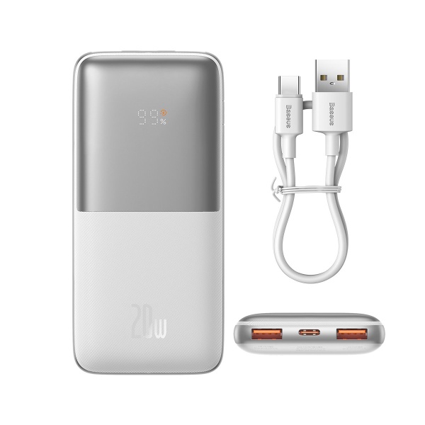 Powerbank Alb Baseus Baseus Pro 10000mAh 20W Cu Cablu USB Tip A - USB Tip C 3A 0,3m (PPBD040202) 