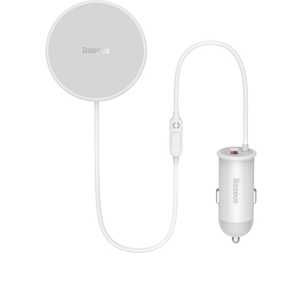 Încărcător Auto Wireless Baseus Cu Suport MagSafe 15W Pentru Aerisire + USB-A 25W Alb (CW01)  SUCX040002